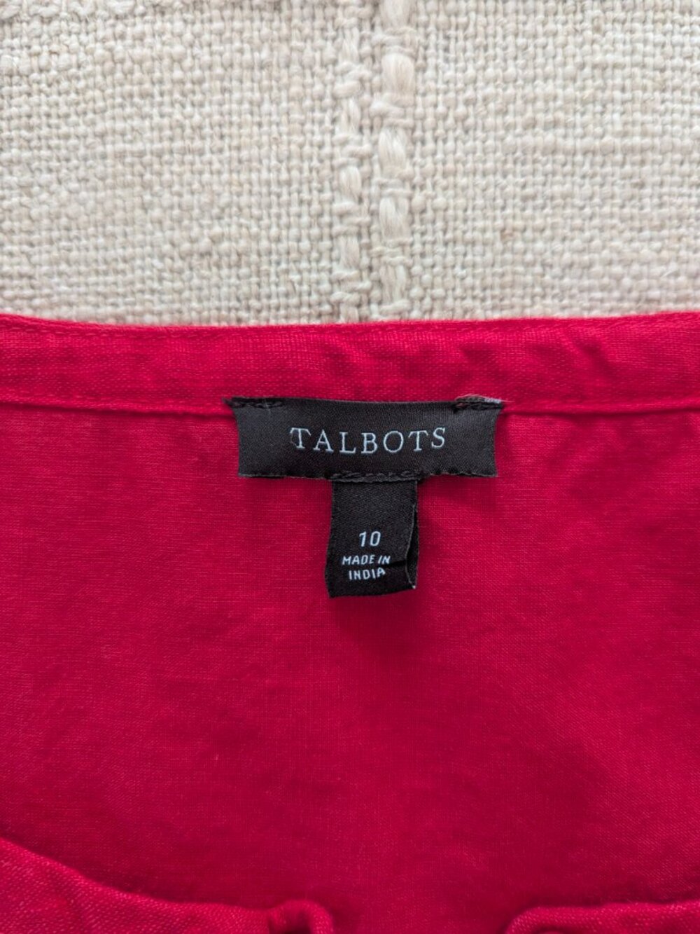 Talbots Red Linen Cotton Blend Embroidered Shift Dress Size 10 - Picture 8 of 11